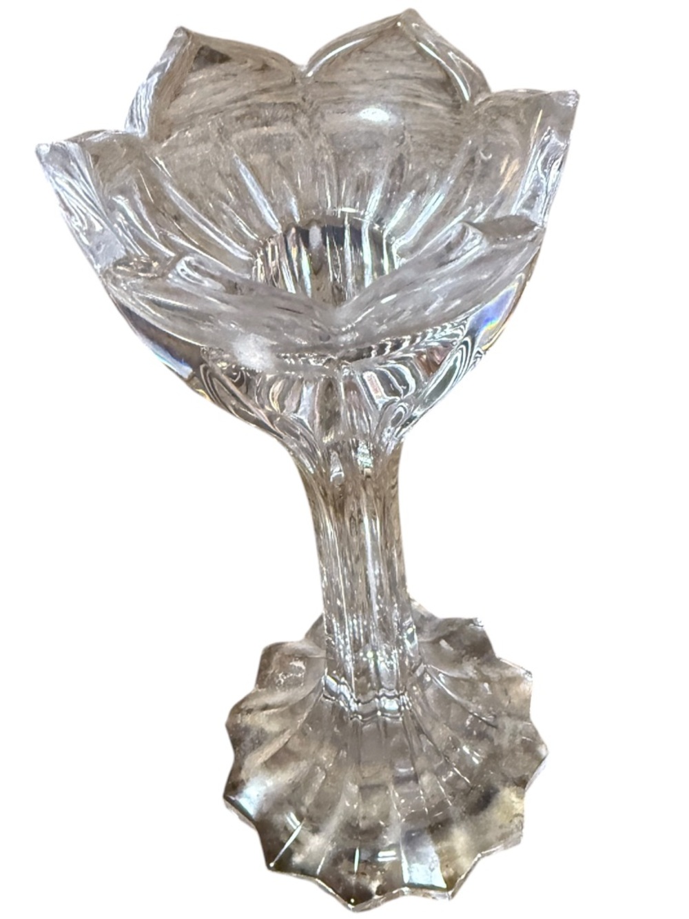 Gorham Crystal Lotus Pillar Candle Holder